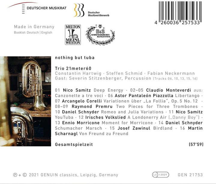 Nothing But Tuba [Constantin Hartwig; Fabian Neckermann; Steffen Schmid; Severin Stitzenberger] [Genuin Classics: GEN21753] [Audio CD]