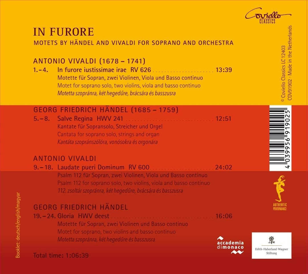 Reka Kristof - IN FURORE Motets By Handel & Vivaldi [Audio CD]