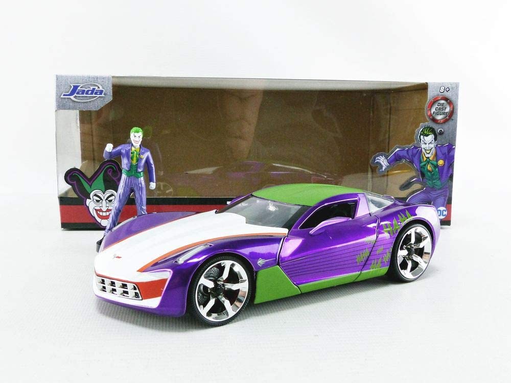 Jada 253255020 Chevrolet Joker 2009 Chevy Corvette Stingray 1:24 Scale DIE-CAST CAR, Purple, Green, White