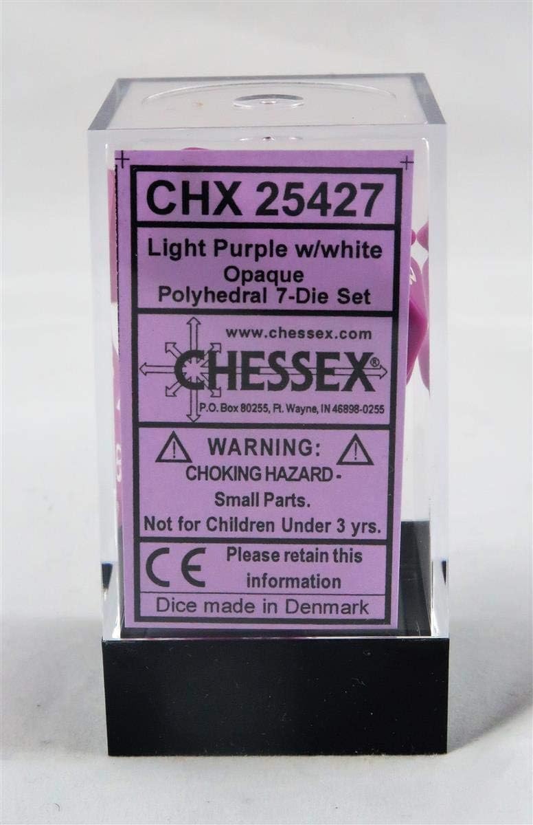 Chessex CHX25427 Dice-Opaque Light Purple/White Set