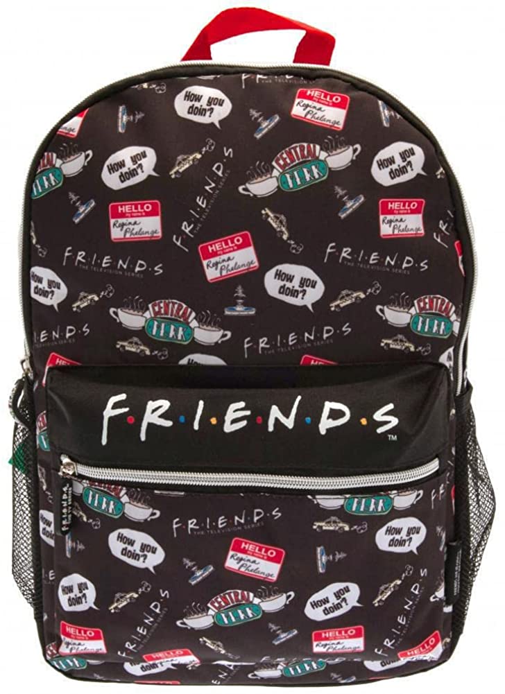 Friends Quotes AOP Black Backpack