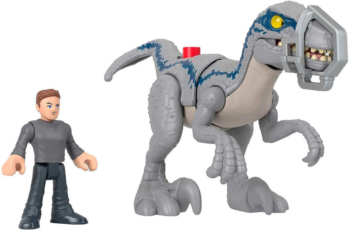 Imaginext Jurassic World Dominion Dinosaur Toy Set with Blue and Owen Grady for Preschool Pretend Play