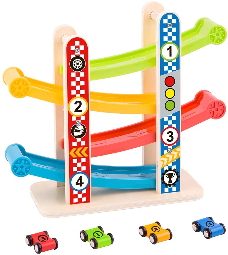 Tooky Toy 921 TY840 EA Torre deslizante de madera, pequeña, multicolor