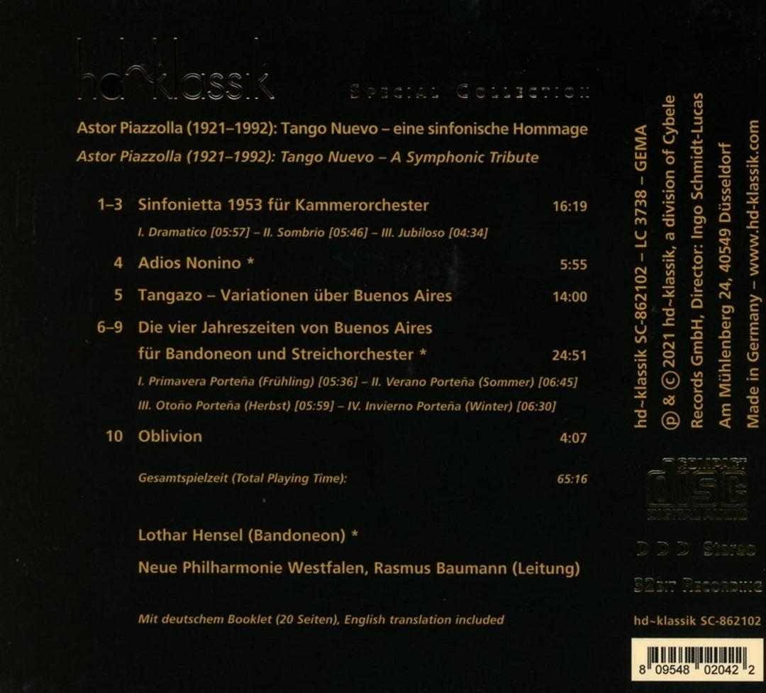 Lothan Hensel - Astor Piazzola: Tango [Audio CD]