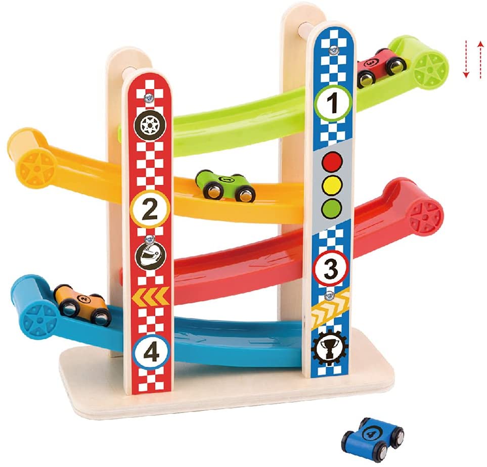 Tooky Toy 921 TY840 EA Torre deslizante de madera, pequeña, multicolor