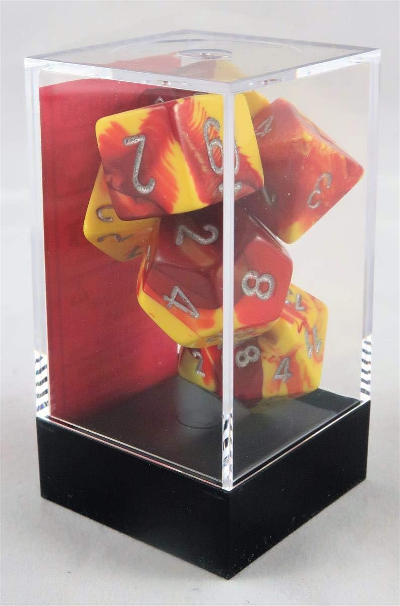 Chessex Chx26450 Dice-Gemini Red-Yellow/Silver Set, One Size