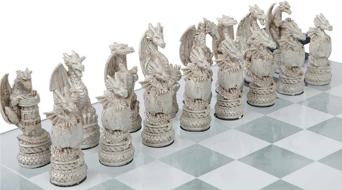Nemesis Now Dragon-Themed Resin Chess Set 5