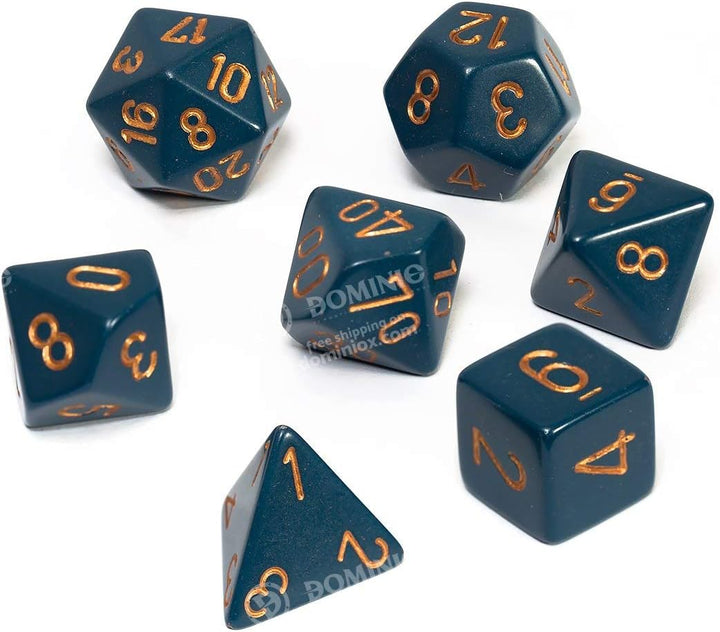 Chessex CHX25426 Dice-Opaque Dusty Blue/Copper Set