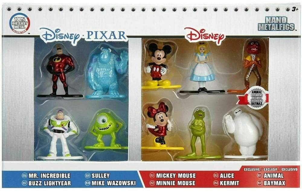 Paquete de 10 minifiguras fundidas de Jada Disney Nano Metalfigs