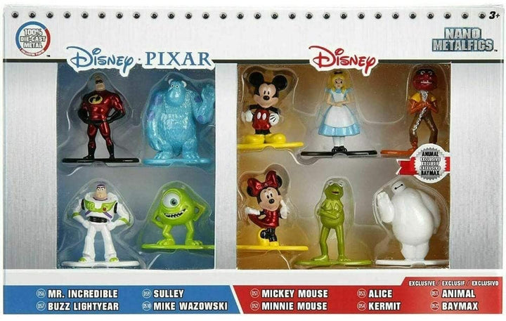 Paquete de 10 minifiguras fundidas de Jada Disney Nano Metalfigs