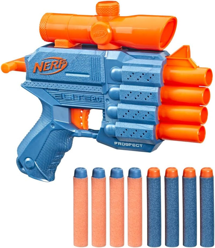 Nerf Elite 2.0 Prospect QS-4 Blaster, 8 Official Nerf Elite Darts, 4-Dart Blasting