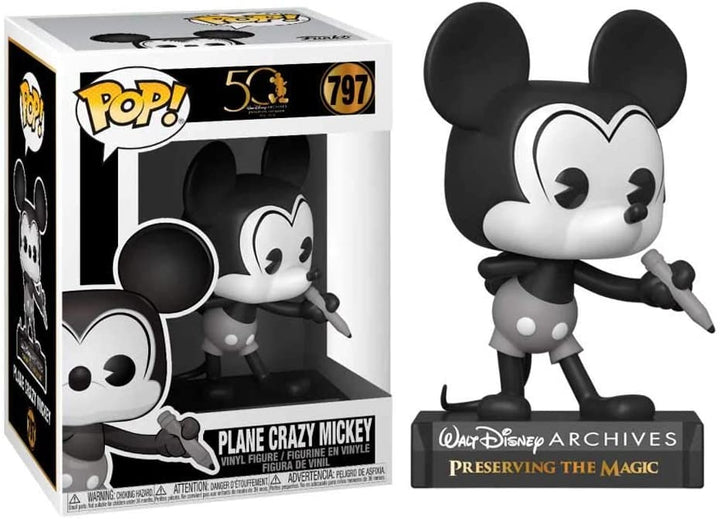50 archivos de Walt Disney que presentan el avión mágico Crazy Mickey Funko 49889 Pop! Vinilo n. ° 797