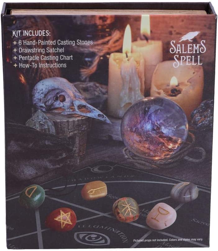 Nemesis Now Salem's Spell Kit Set of Six Witches Wellness Stones in Decorated Bo