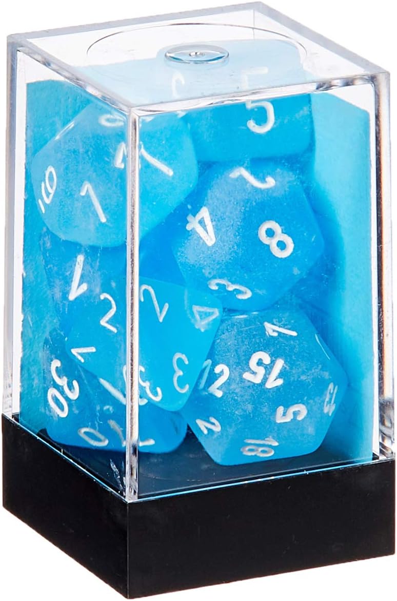 Chessex 27416 Dice-Frosted: 7Pc Caribbean Blue Set, Multi-Colored