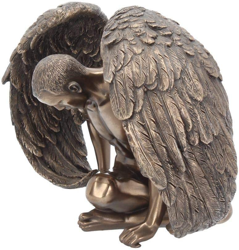 Nude Male Angel With Wings Figurine Statue Sculpture Bronze Finish Naked Man Orn