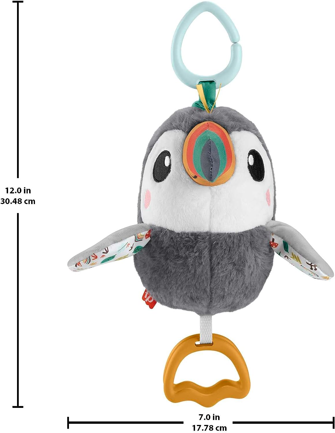 Fisher-Price Flap & Go Toucan - Interactive Plush Stroller Toy for Newborns 6
