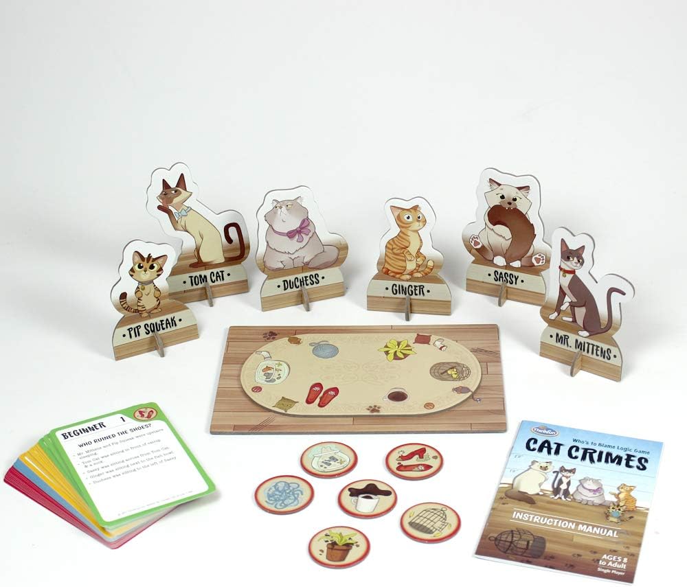 Thinkfun Cat Crimes Who’s to Blame Logic Challenge Game for Kids Age 8 Years Up - Brain Teaser