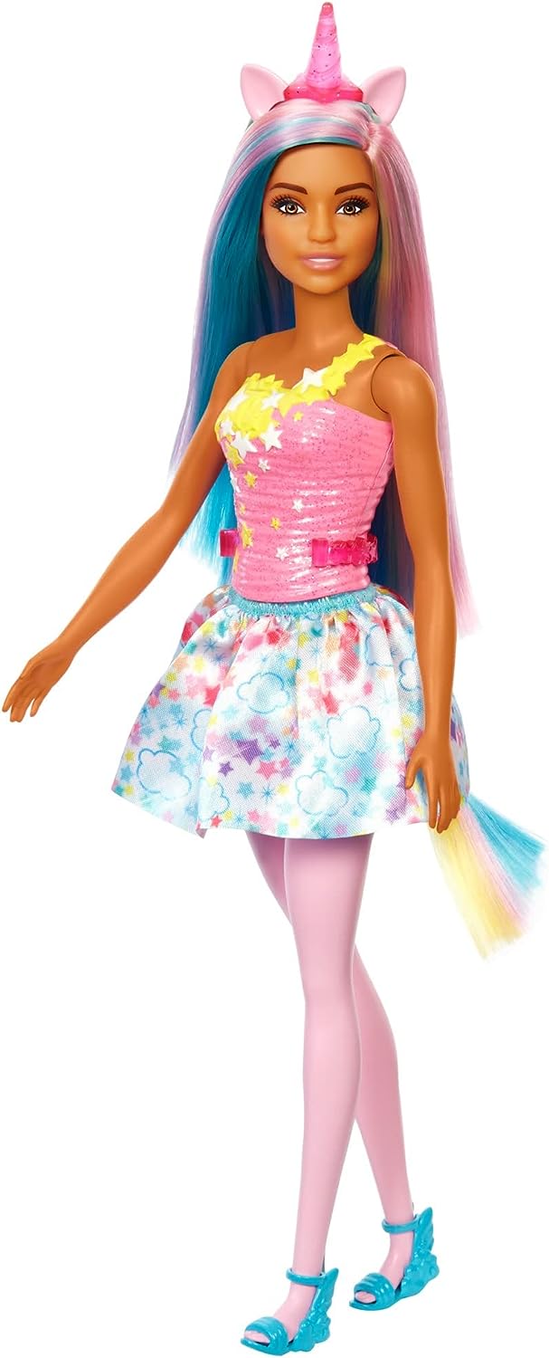 Barbie Dreamtopia Unicorn Doll (Blue & Pink Hair), With Skirt, Removable Unicorn Tail & Headband