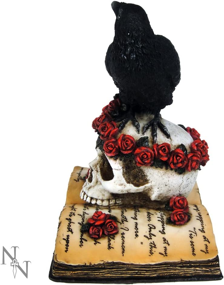 Nemesis Now Heartaches Reflection - Raven Skull Book Figurine in Black Resin 3