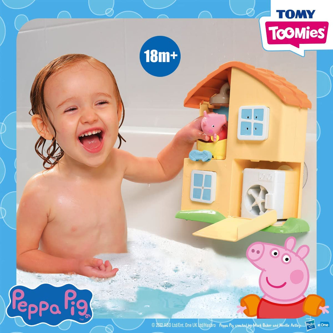 TOMY Toomies E73415 Peppa’s House Bath Playset Peppa Pig Toy Window Sprinklers &