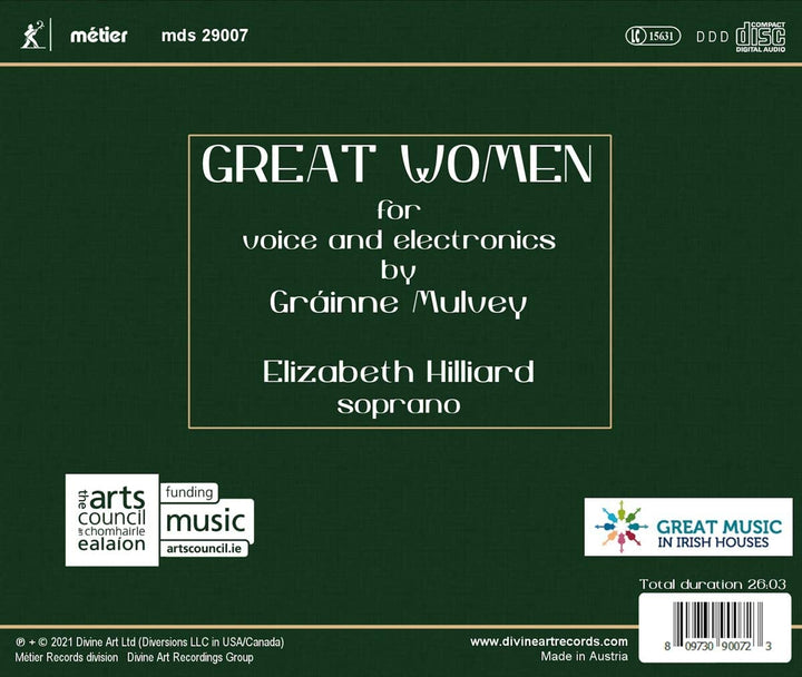 Mulvey: Great Women [Elizabeth Hilliard] [Divine Art: MDS29007] [Audio CD]