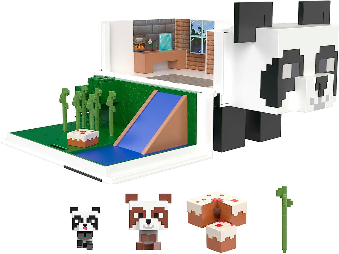 ?Minecraft Toys Panda Playhouse Playset and Mob Head Mini Figure, Gift for Kids