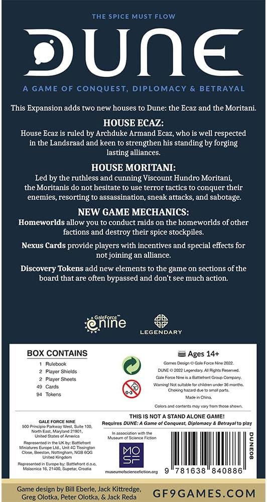 Gale Force Nine Dune Ecaz & Moritani House Expansion Board Game 4