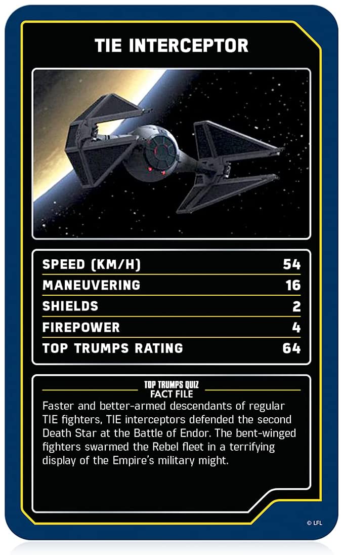 Star Wars Starships Top Trumps Specials Card Game