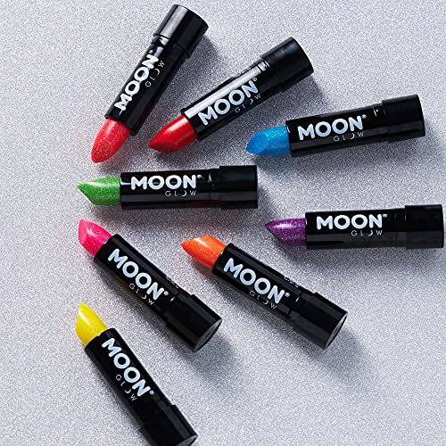 Neon UV Glitter Lipstick by Moon Glow - Orange - Bright Neon Coloured Lipstick -