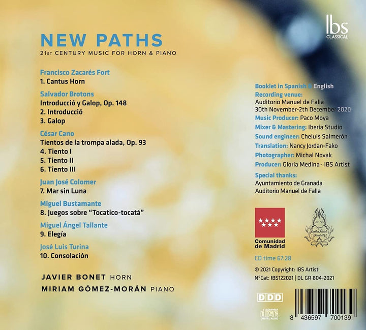 New Paths [Javier Bonet; Miriam Gómez-Morán] [Ibs Classical: IBS122021] [Audio CD]