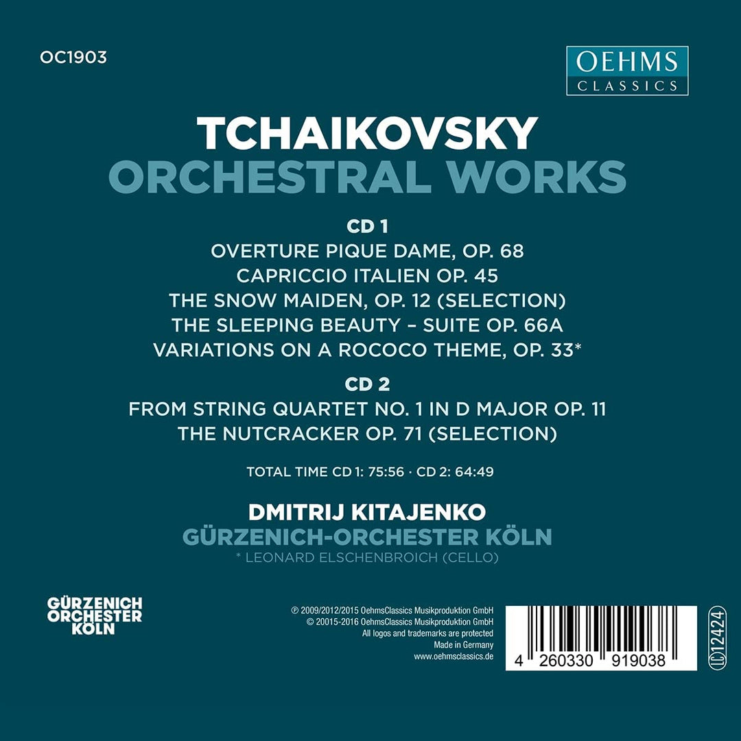 Gürzenich Orchestra Cologne - Kitajenko conducts Tchaikovsky Orchestral Works [Various] [Oehms Classics: OC1903] [Audio CD]