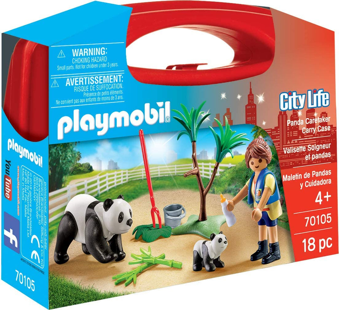 Playmobil 70105 City Life Panda Caretaker Juego de maletín grande