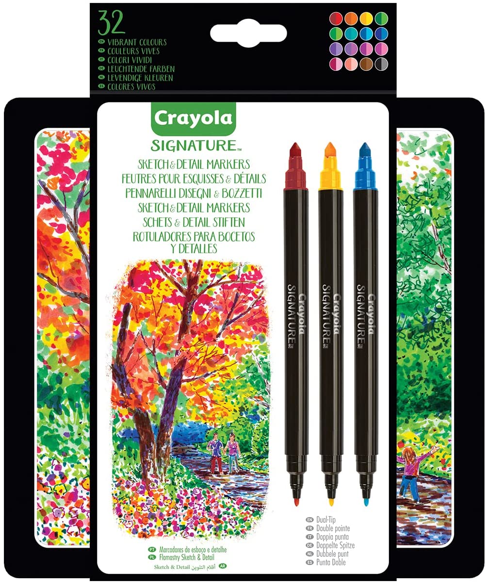 Crayola - Signature, Set of 16 Double Tip Pens (SuperTips and Fine Tips) in Deco