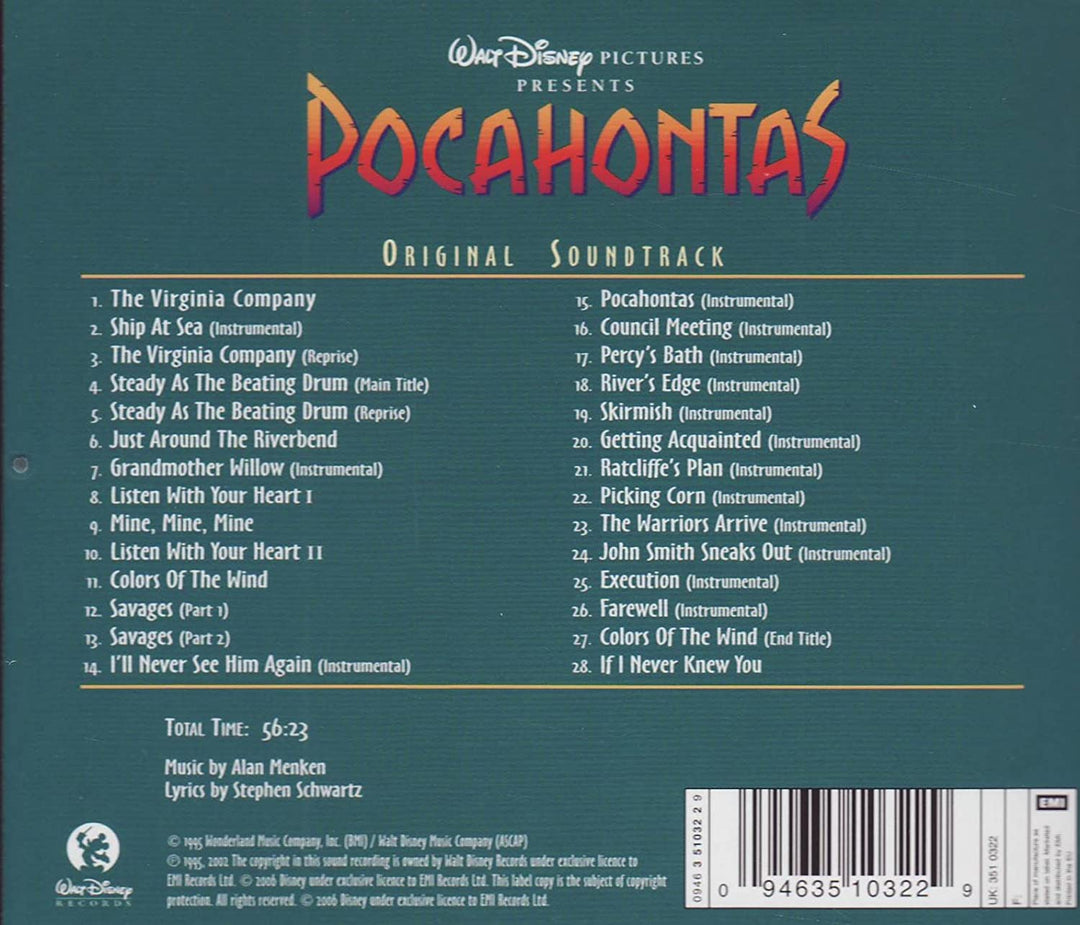 Stephen Schwartz - Pocahontas Original Soundtrack [Audio CD]