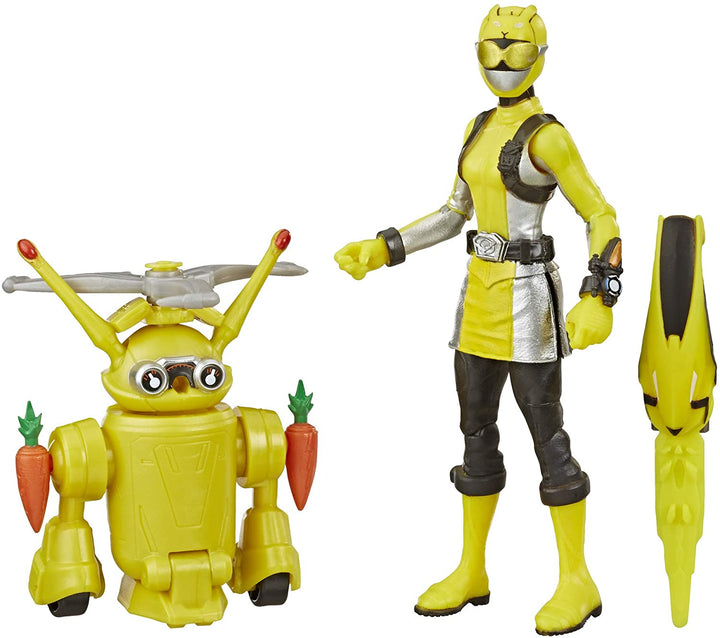 Power Rangers Beast Morphers Yellow Ranger and Morphin Jax Beast Bot 15-cm Action Figure 2-Pack Toys Inspired by the TV Programme