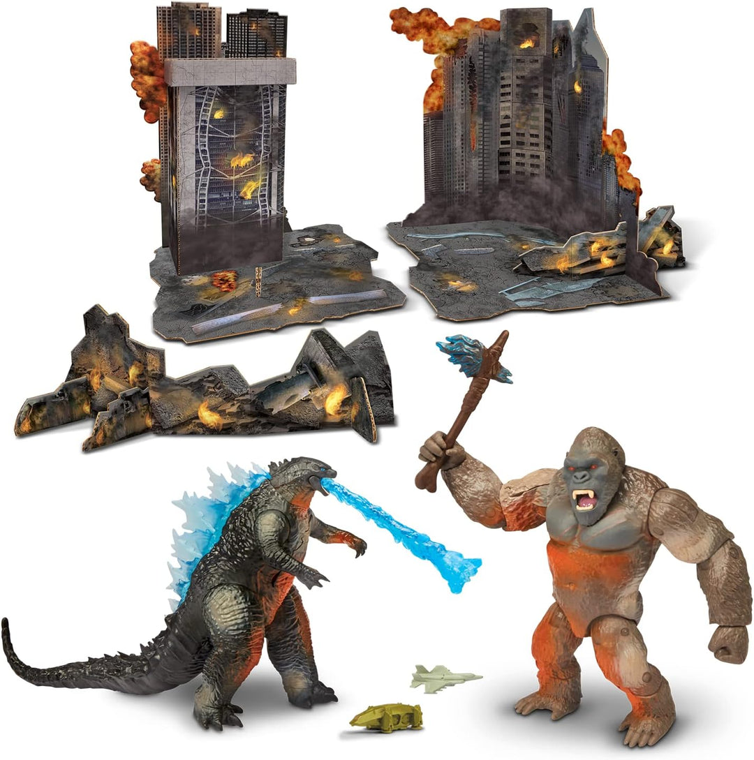 MonsterVerse Godzilla vs Kong Movie 6 Inch Collectable Diorama Set with Two Articulated Action Figures