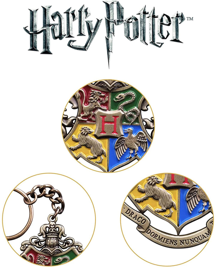 The Noble Collection Harry Potter Hogwarts Crest Keychain - 2in (4.5cm) Hand-enamelled Hogwarts School Keychain - Harry Potter Film Set Movie Props Gifts Merchandise