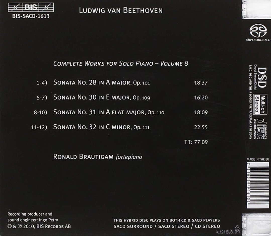 Beethoven: Piano Sonatas Op 101, 109, 110 & 111 (Complete Piano Works, Vol 8) [Audio CD]