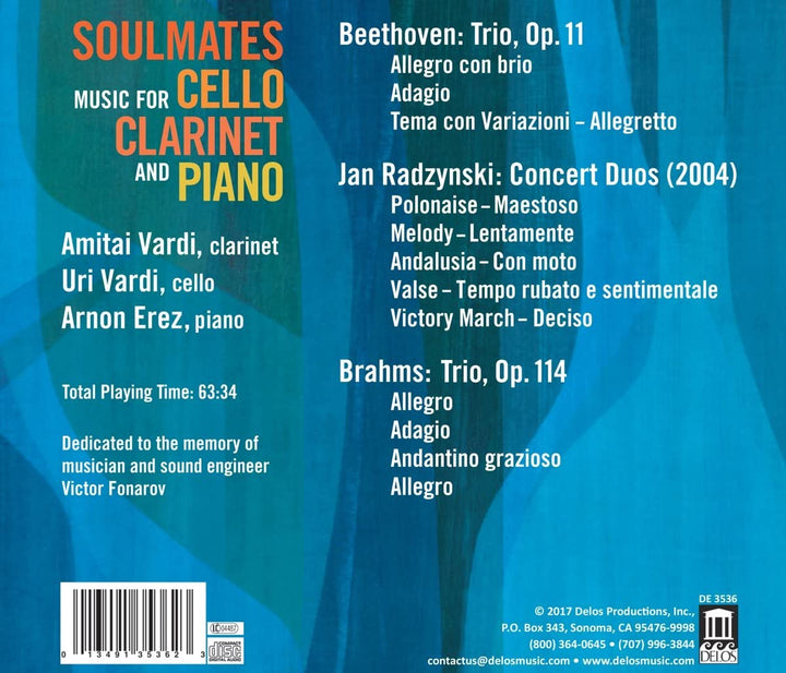 Soulmates: Music For Cello, Clarinet, and Piano [Amitai Vardi; Uri Vardi; Arnon Erez] [Delos: DE 3536] [Audio CD]