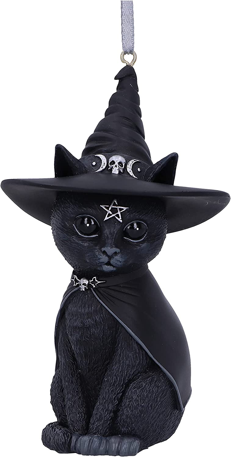 Nemesis Now Purrah Black Witch Cat Hanging Ornament Resin Decor