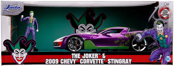 Jada 253255020 Chevrolet Joker 2009 Chevy Corvette Stingray 1:24 Scale DIE-CAST CAR, Purple, Green, White