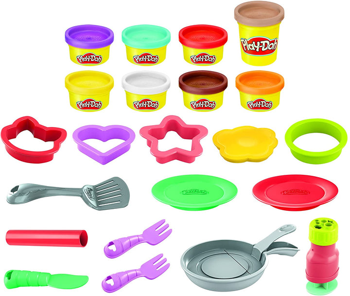 Play-Doh Kitchen Creations Flip &#39;n Pancakes Playset - Juguete de desayuno de 14 piezas para niños de 3 años