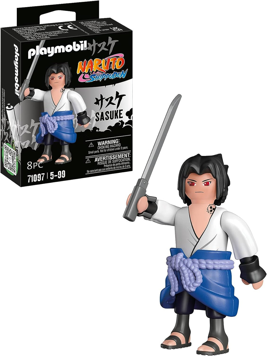 Playmobil 71097 Naruto: Sasuke Figure Set, Naruto Shippuden anime collectors Figure