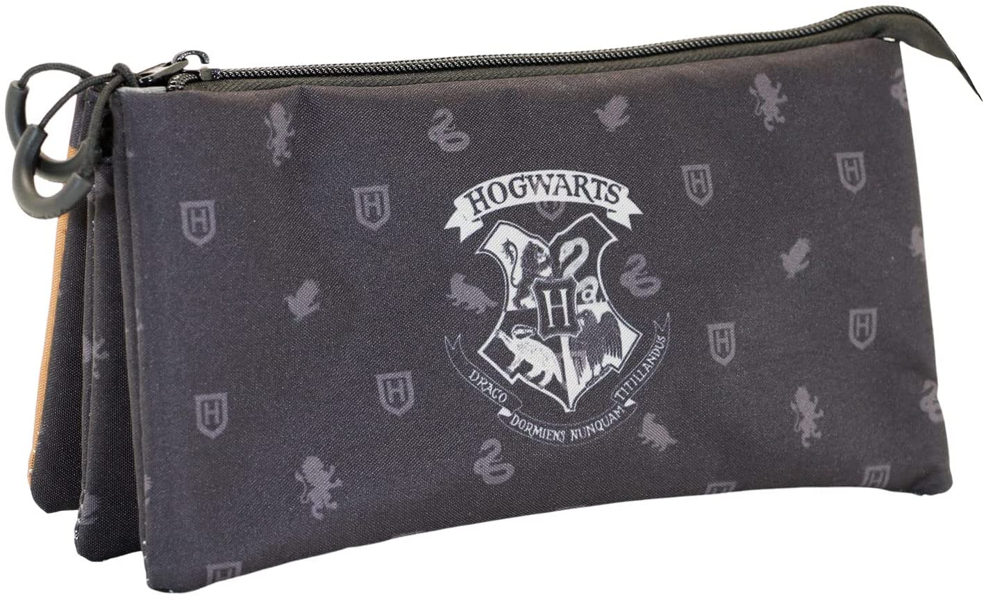 Karactermania Harry Potter Hogwarts Triple Compartment Pencil Case, Black