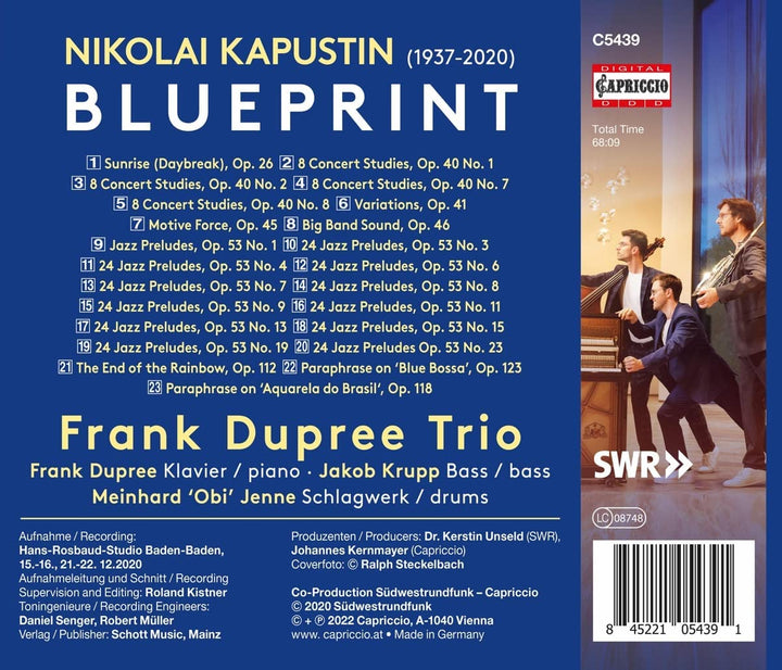 Frank Dupree Trio - Kapustin: Blueprint [Frank Dupree; Jakob Krupp; Obi Jenne] [Capriccio: C5439] [Audio CD]