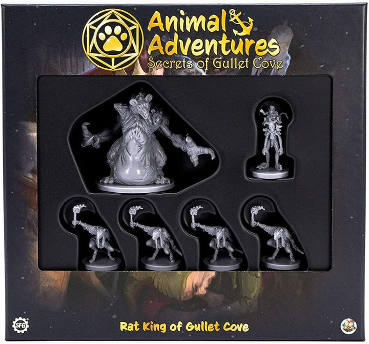 Animal Adventures: Secrets of Gullet Cove - Rat King of Gullet Cove, RPG Enemy Miniatures for Roleplaying Tabletop Games Ready to Paint or Play, 5e Dungeon Crawl Campaign Compatible