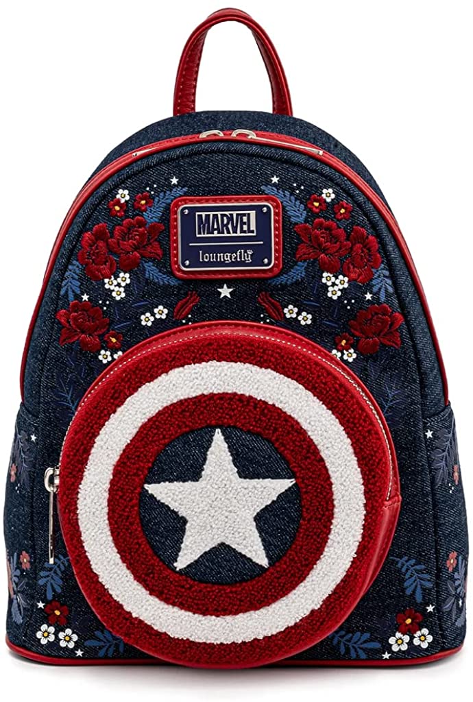 Loungefly Captain America 80th Anniversary Floral Shield Mini Backpack - Marvel