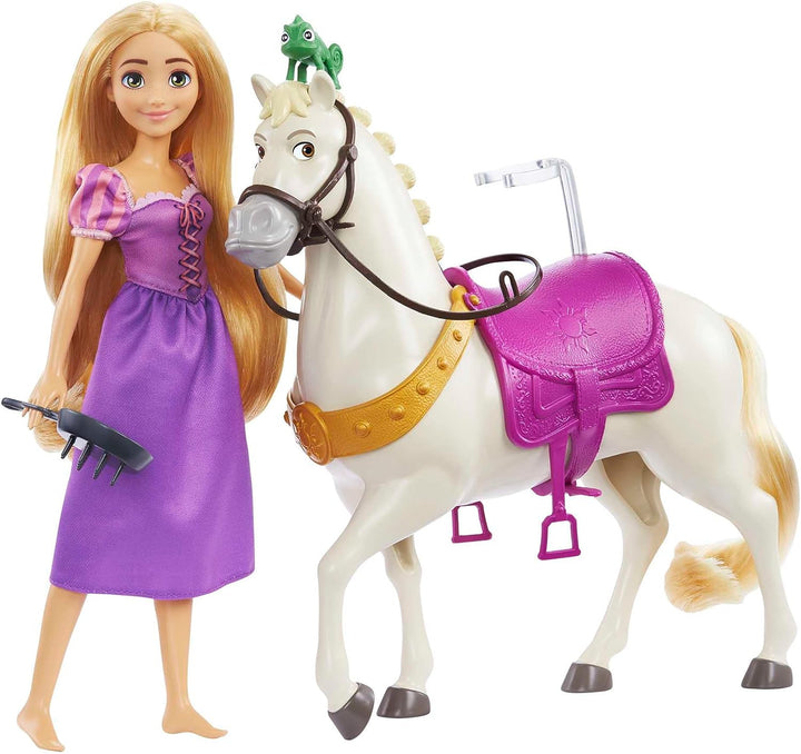 Disney Princess Toys, Rapunzel Doll with Maximus Horse, Pascal Figure, Brush and Riding Accessories