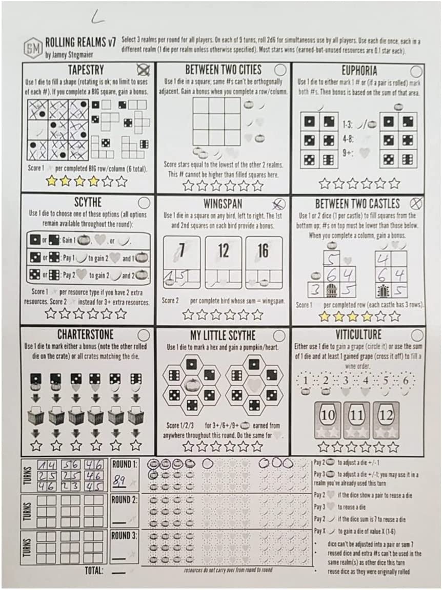 Stonemaier Games Rolling Realms - 1-6 Player Roll-and-Write Game (STM450)