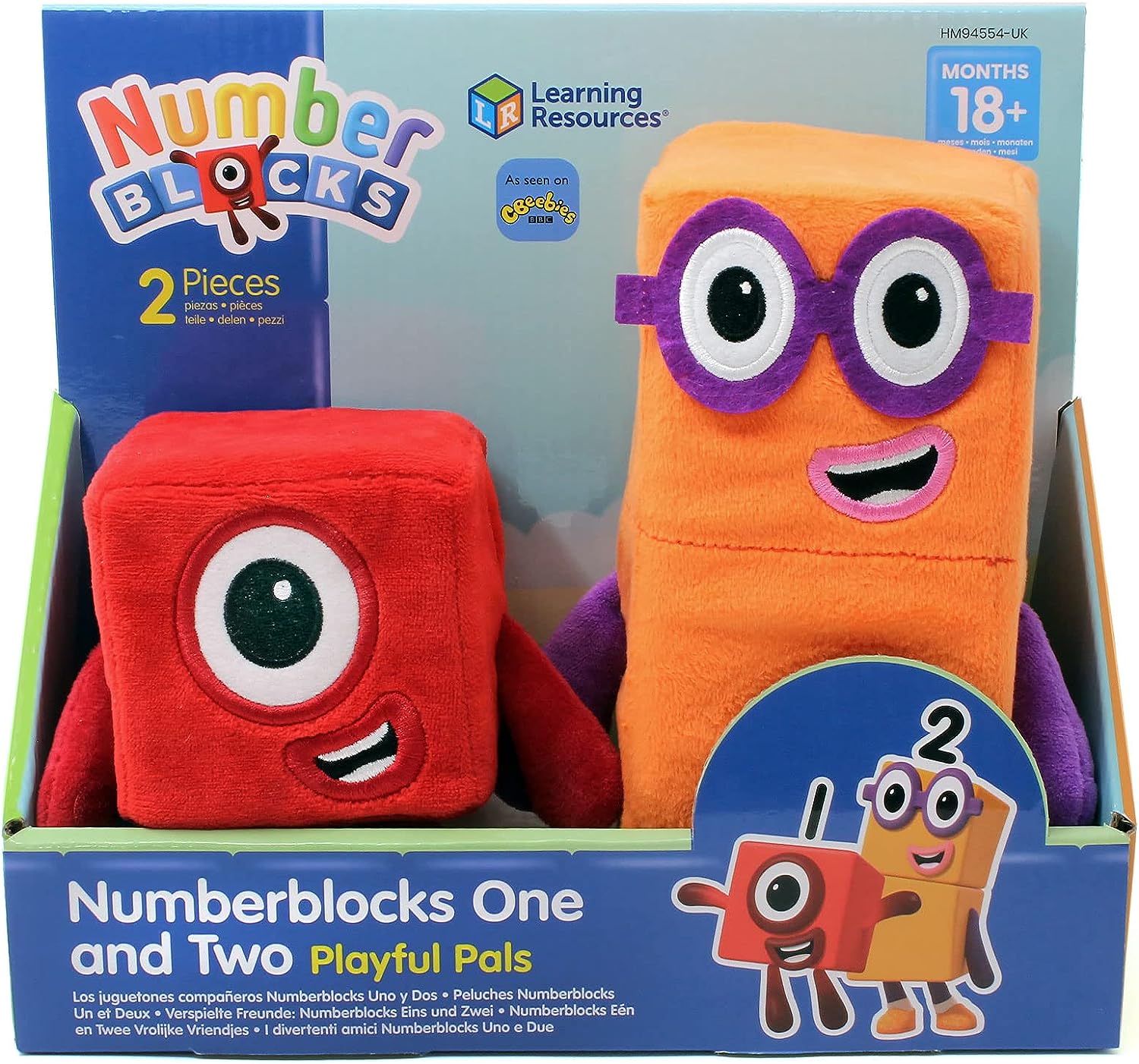 Numberblocks One and Two Playful Pals Plush Toys - Soft Tactile Stuffed Animals for Toddlers 18m+